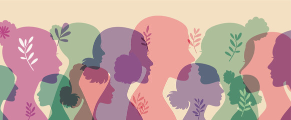 Mental Health Awareness Month Support and Growth Concept Image Diverse Women Silhouettes 