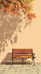 Autumn Park Bench - Peaceful Fall Scene