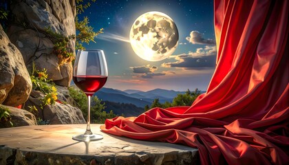 Romantic Wine Night Under the Moon