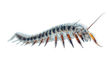 Obraz premium Extreme macro shot of a marine isopod crustacean isolated on black