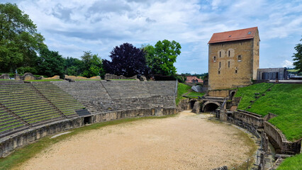 Roman Amphitheater in the town of Avenches, Switzerland