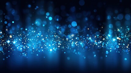 Fototapeta premium Abstract Blue Bokeh Lights Background with Sparkling Particles for Festive Celebrations and Designs