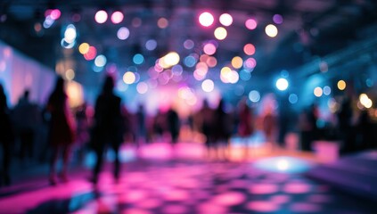 Blurred party scene with vibrant lights