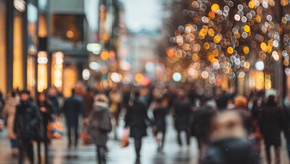 Blurry city street scene at night