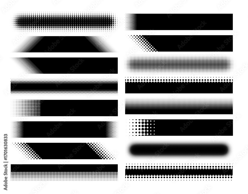 Canvas Prints halftone title frame. black halftone dotted banners with fading gradient dot textures, rectangular a