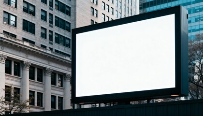 Obraz premium Blank Billboard Mockup in Urban Cityscape for Advertising and Marketing Campaigns, Ready for Customization