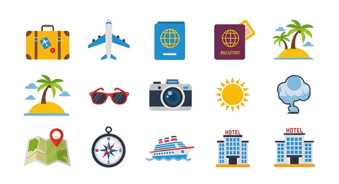 travel icons set