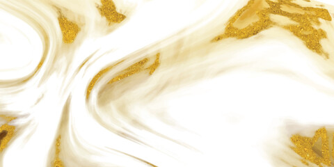 Abstract swirling marbling of white and golden hues creating a luxurious and elegant texture