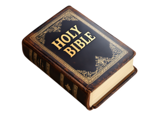 Antique holy bible isolated on transparent background
