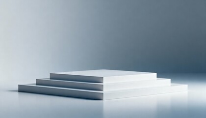 Obraz premium Minimalist White Product Display Podium for Modern Marketing and Advertising Campaigns in Studio Setting