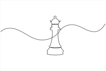 Knight chess continuous one line drawing of isolated outline vector icon © SabidSorker