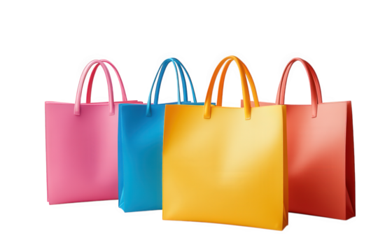Colorful shopping bags isolated on transparent background - Powered by Adobe