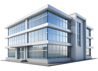 3d icon of modern office building with glass facade isolated on transparent background