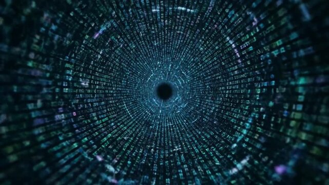Digital Tunnel of Binary Code Abstract Data Stream Visualization