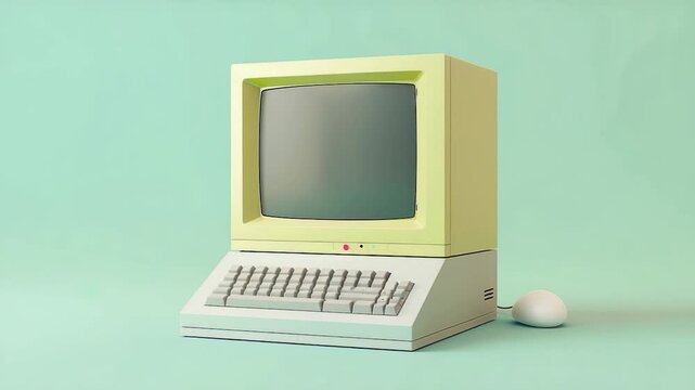 An old desktop computer setup with a keyboard and mouse, suitable for retro-themed projects or nostalgic designs