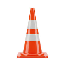 3d icon of orange and white traffic cone isolated on transparent background