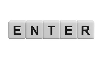 Enter.3D illustration of wooden cubes.close up of wooden cubes,Supports PNG files with transparent backgrounds.