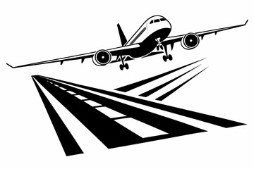 Airplane Taking Off From Runway Illustration.