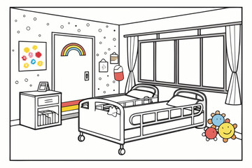 Childrens Hospital Room with Colorful Decorations.