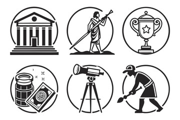 Collection of Icons Representing Achievement and Discovery.