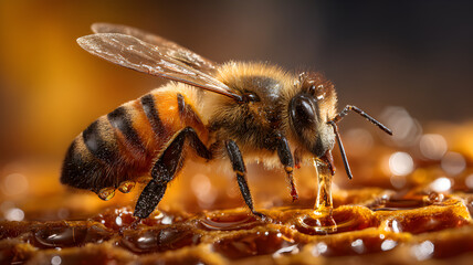 Naklejka premium honey bees in their hive