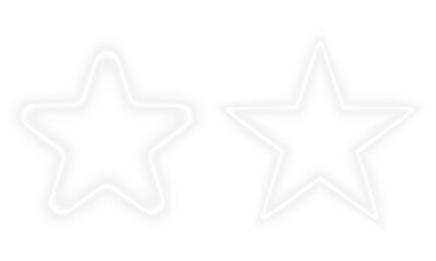 Transparent glowing white star neon geometric shape light bright fluorescent illumination glow radiance sparkle shine flare luminous PNG