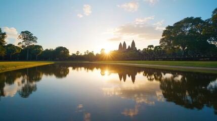 Sunrise over ancient temples