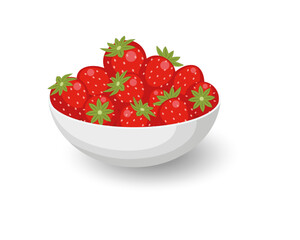 White bowl with red sweet strawberries.