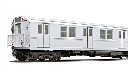 Fototapeta premium Modern Commuter Rail Car Isolated on White, Illustrating Urban Transit and Transportation Infrastructure