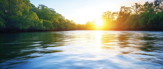 Sunrise over calm river
