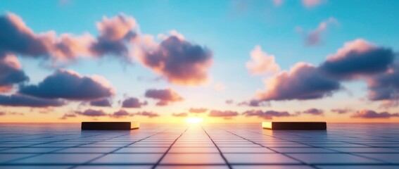 Sunrise perspective on paved path