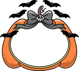 Halloween Spooky Pumpkin Frame with Skull Bow Decoration