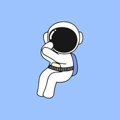 Kawaii astronaut. Coloring page decorated with outline space elements. Coloring book page printable template a4 for children and adult