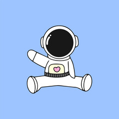 Kawaii astronaut. Coloring page decorated with outline space elements. Coloring book page printable template a4 for children and adult
