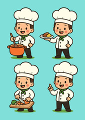 Cute Little Chef Vector Set
