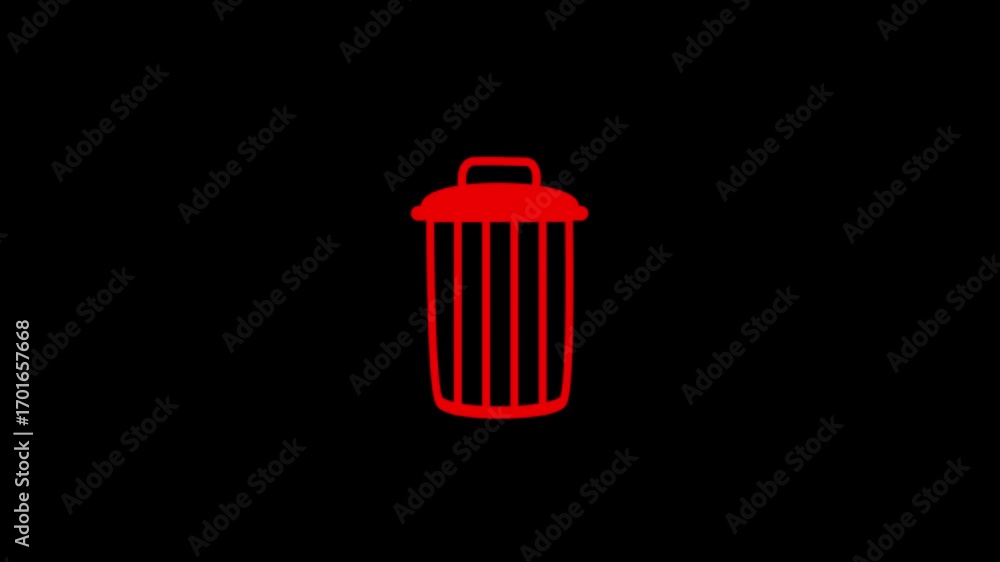Aufkleber trash lid animation opening and closing. trash bin animation. recycle bin with open lid animation. o