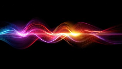 Abstract multicolored wavy lines on black background