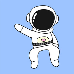 Kawaii astronaut. Coloring page decorated with outline space elements. Coloring book page printable template a4 for children and adult