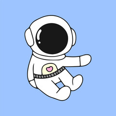 Kawaii astronaut. Coloring page decorated with outline space elements. Coloring book page printable template a4 for children and adult