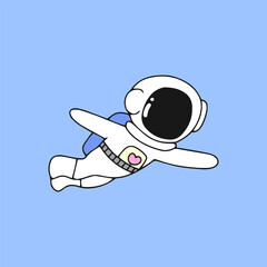 Kawaii astronaut. Coloring page decorated with outline space elements. Coloring book page printable template a4 for children and adult