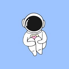 Kawaii astronaut. Coloring page decorated with outline space elements. Coloring book page printable template a4 for children and adult