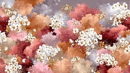 Elegant Floral Pattern with Soft Hues of Pink, Brown, and White