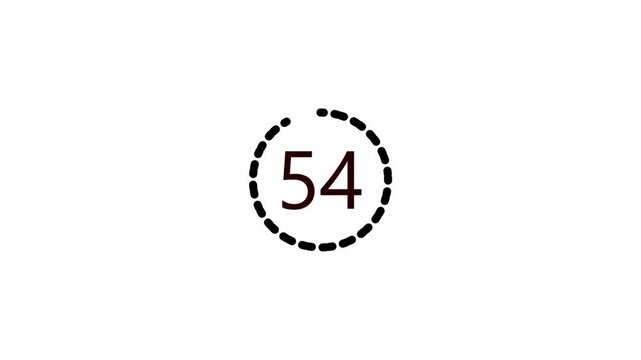 60 countdown timer animation on transparent background. sixty second countdown timer with alpha channel.