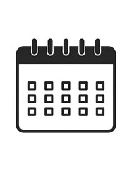 A simple, rectangular calendar icon displays a grid of small squares, representing a schedule or appointment.