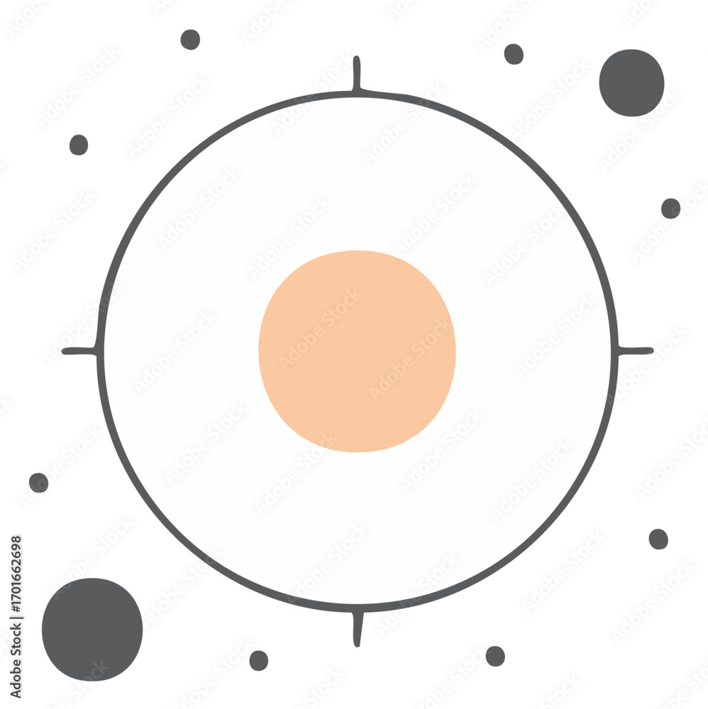 Poster abstract minimalist atom illustration with orbiting elements and targets for design