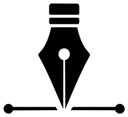 Graphic Design Pen Tool Icon with a Fountain Pen Nib and Vector Path