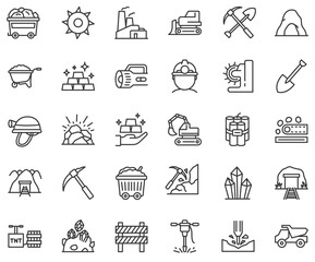 Mining icons. Set of mining trendy minimal icons.