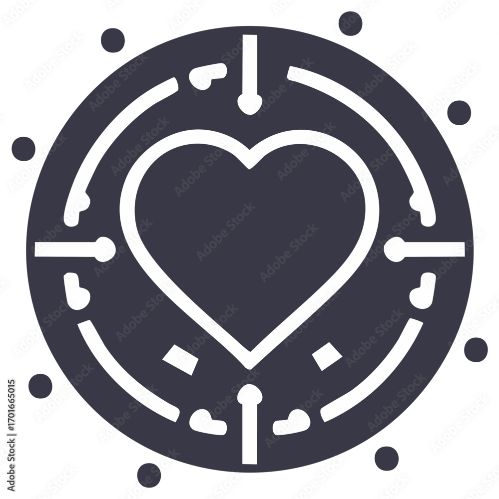 Poster heart radar technology concept with lines and points in a circle