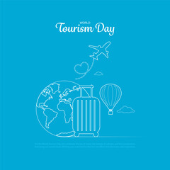 world tourism day minimal concept design in line art format. creative vector illustration.