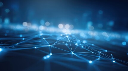 Fototapeta premium Abstract Network Connections Background: Digital Data Visualization with Glowing Nodes and Lines for Futuristic Technologies